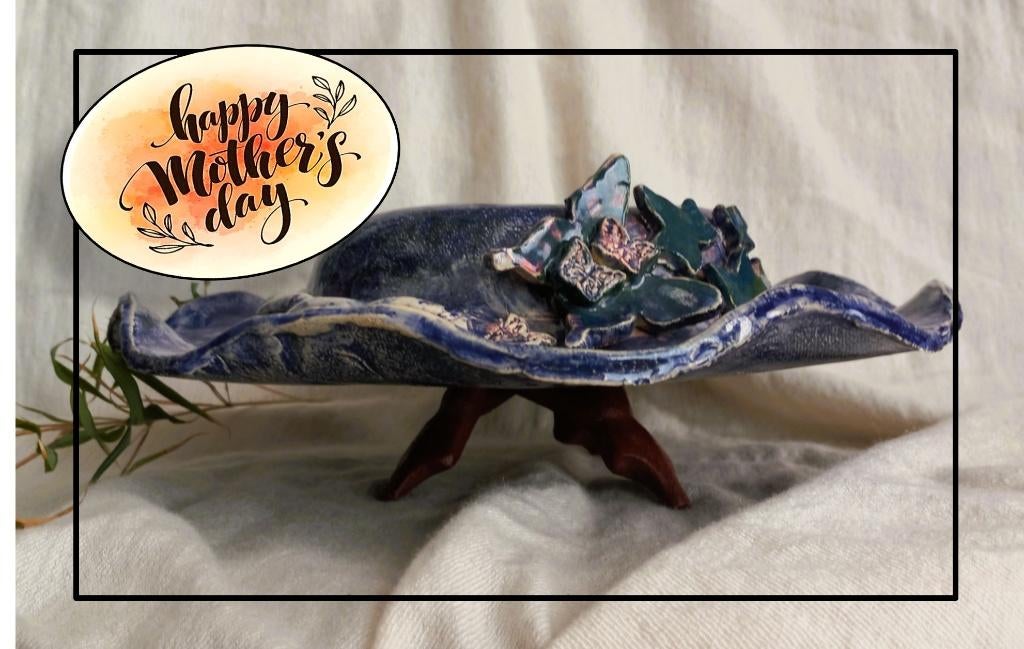 Hoed met vlinders – keramiek, 30 cm   MOEDERDAG, Antiek en Kunst, Ophalen of Verzenden