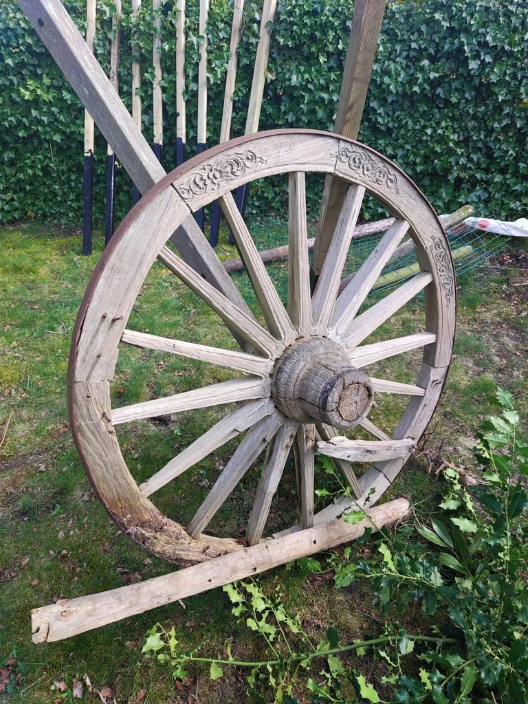 Oud houten wagenwiel, Ophalen of Verzenden