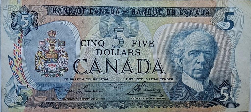 5 Dollarbiljet Canada 1979., Postzegels en Munten, Bankbiljetten | Amerika, Ophalen of Verzenden, Noord-Amerika, Los biljet