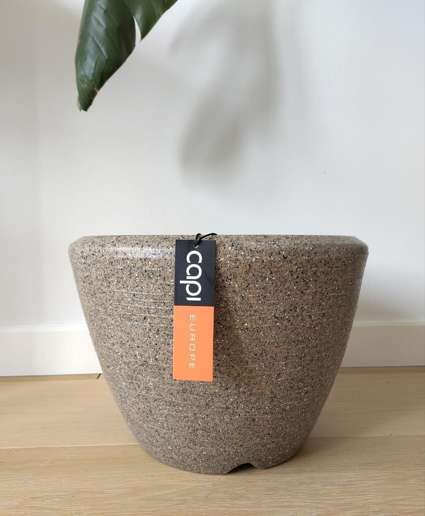 Capi Europe Arc granite flower pot (d 34cm), Tuin en Terras, Bloempotten, Kunststof, Rond, Nieuw, Ophalen