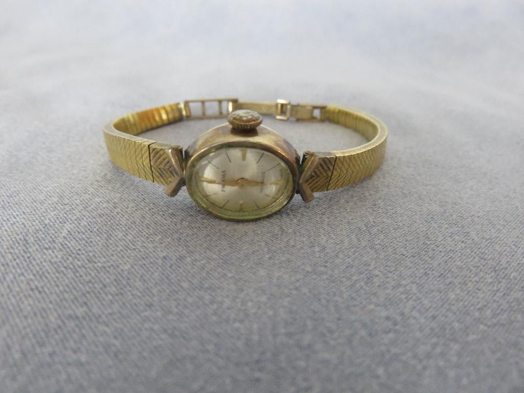 Verguld dames horloge – Prisma . Incabloc - 20e eeuw, Ophalen of Verzenden