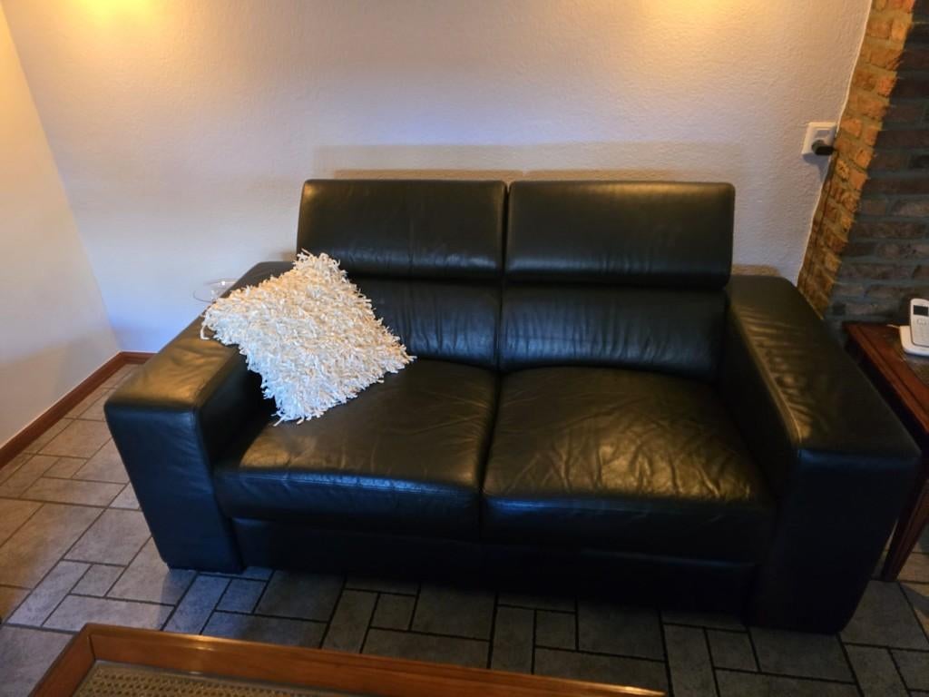 Mooie leren tweezitsbank, Huis en Inrichting, Ophalen, 150 tot 200 cm, Tweepersoons, Zo goed als nieuw