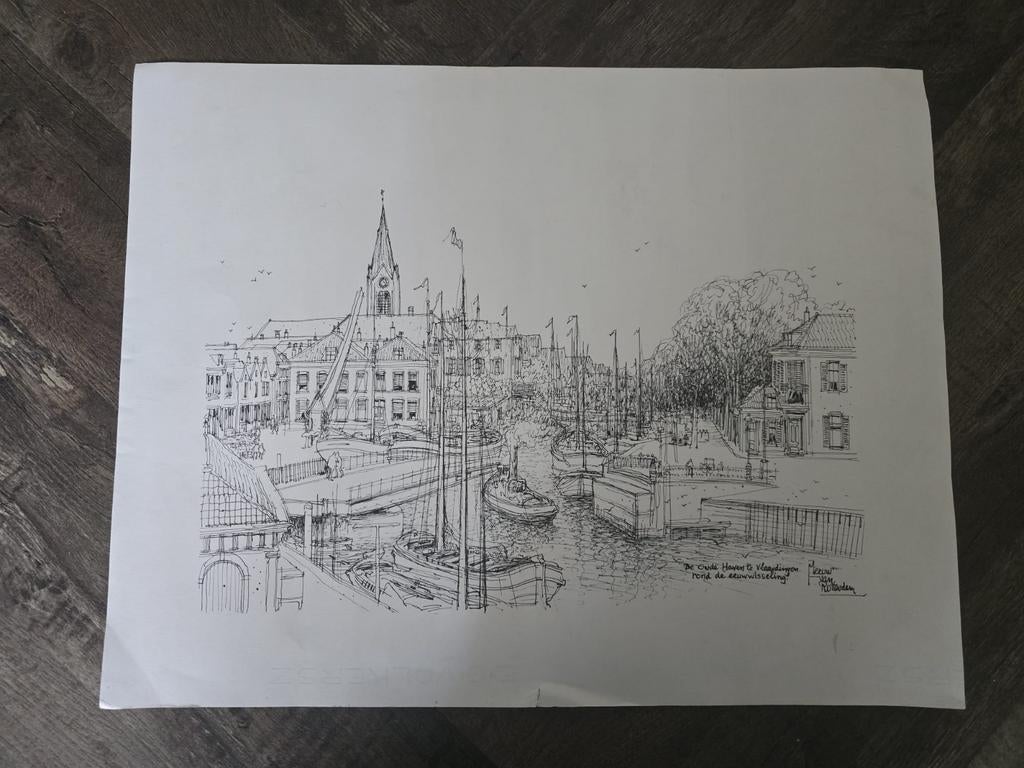 Pentekening Oude Haven Vlaardingen (ca. 1900)8, Ophalen of Verzenden