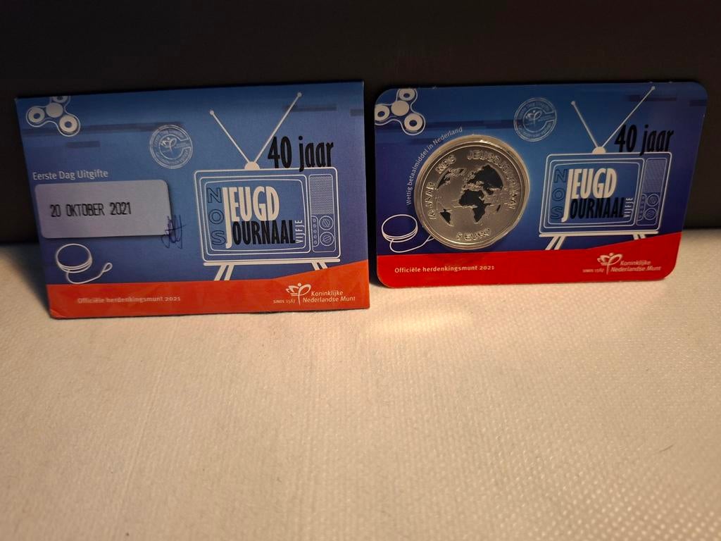 Officiële herdenkingsmunt 40 jaar Jeugdjournaal 2021, Verzenden, Koningin Beatrix, Euro's, Losse munt
