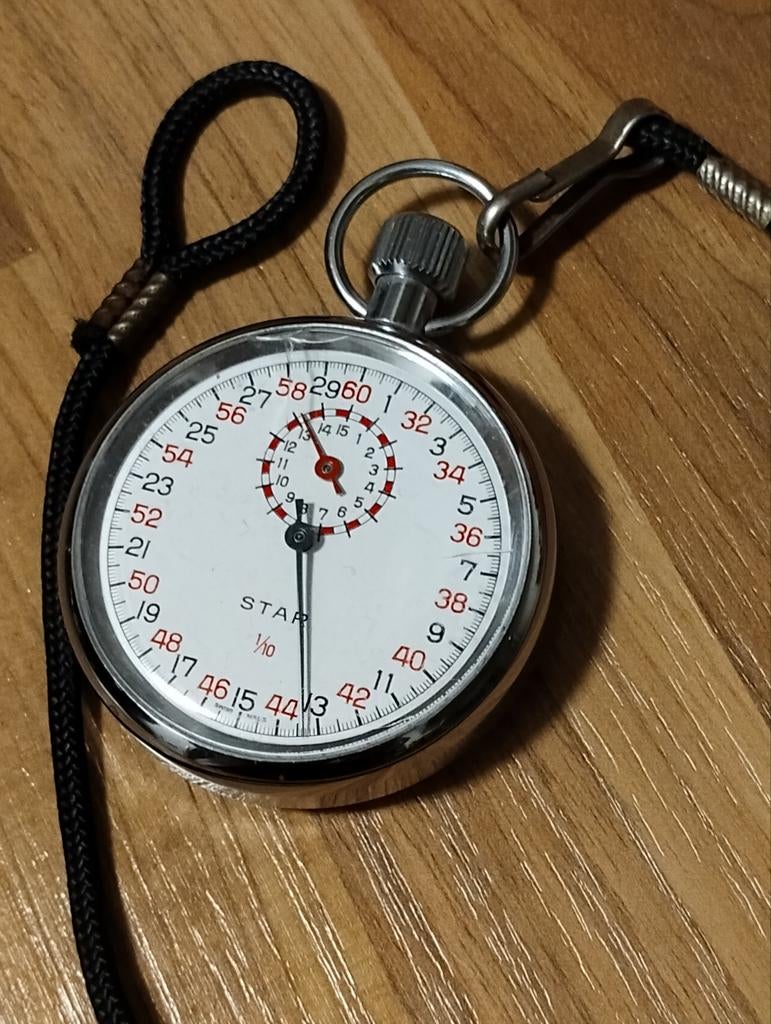 Star Doumy Watch & Co 1/10 stopwatch Swiss made, Antiek en Kunst, Antiek | Klokken, Ophalen of Verzenden