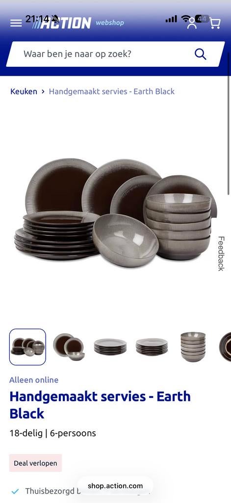 18-delige Bordenset Earth Black - Nieuw in Doos, Nieuw, Ophalen of Verzenden, Bord(en), Effen