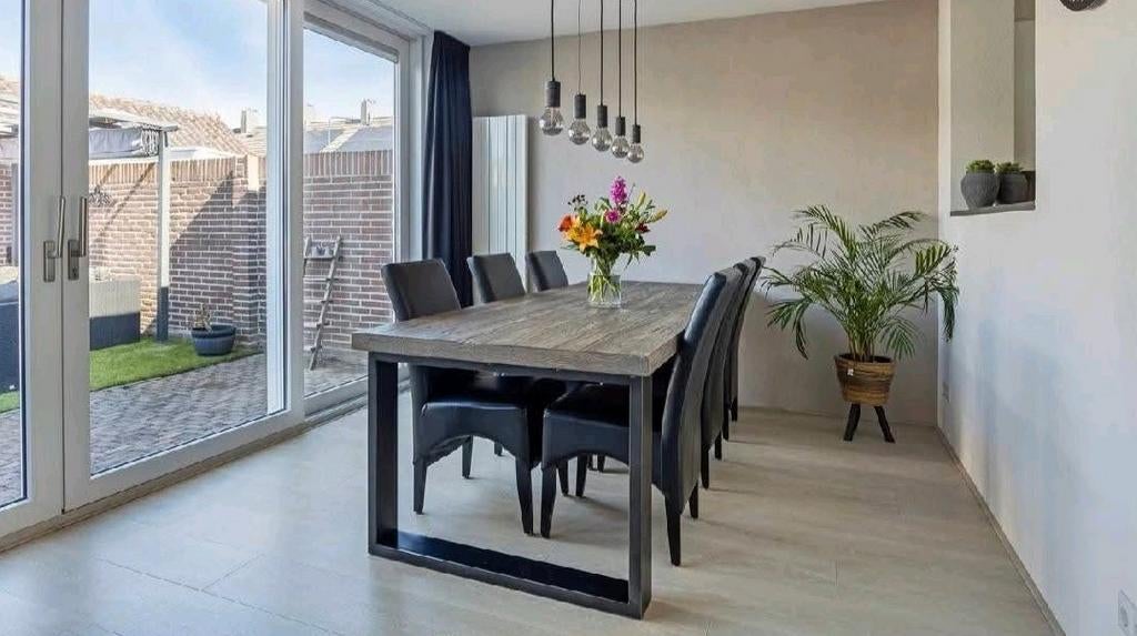 Pronto Alesio Salontafel & Eettafel - Hout/Metaal, Ophalen, Gebruikt, 100 tot 150 cm, Bruin