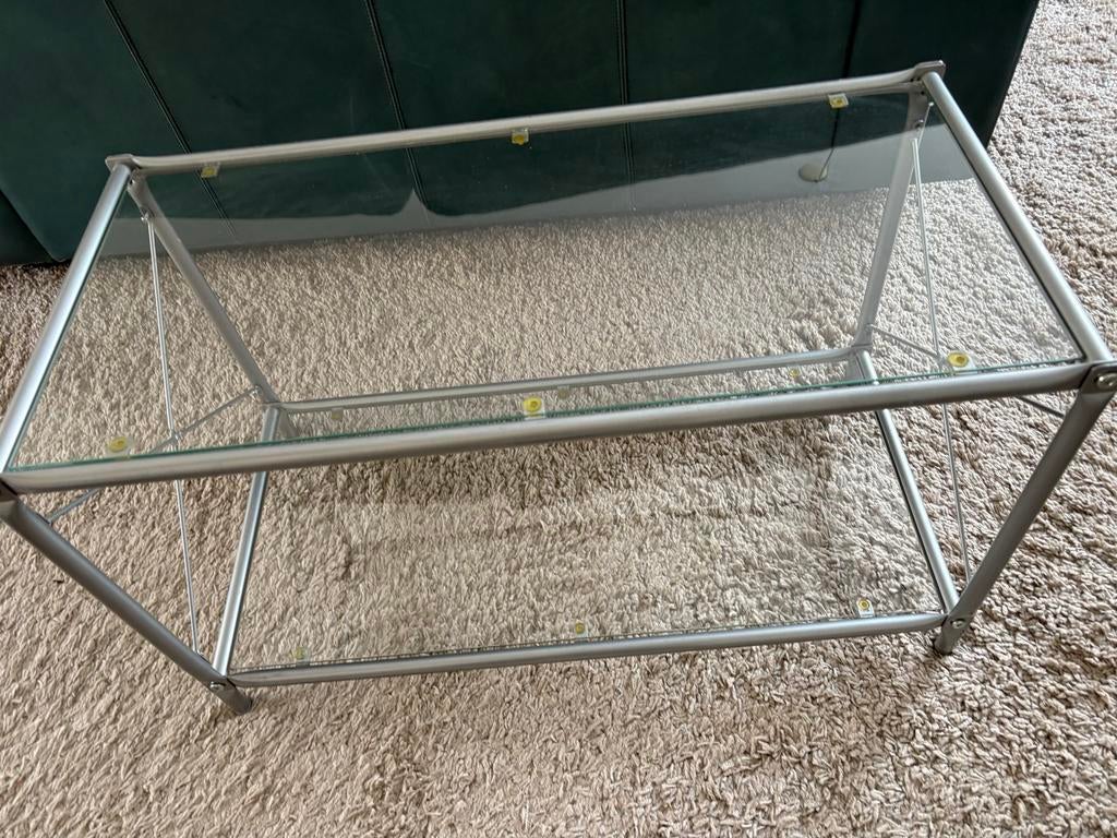 Glazen tafeltje - 80x40 cm, 45 cm hoog, Gebruikt, Glas, Minder dan 50 cm, Rechthoekig