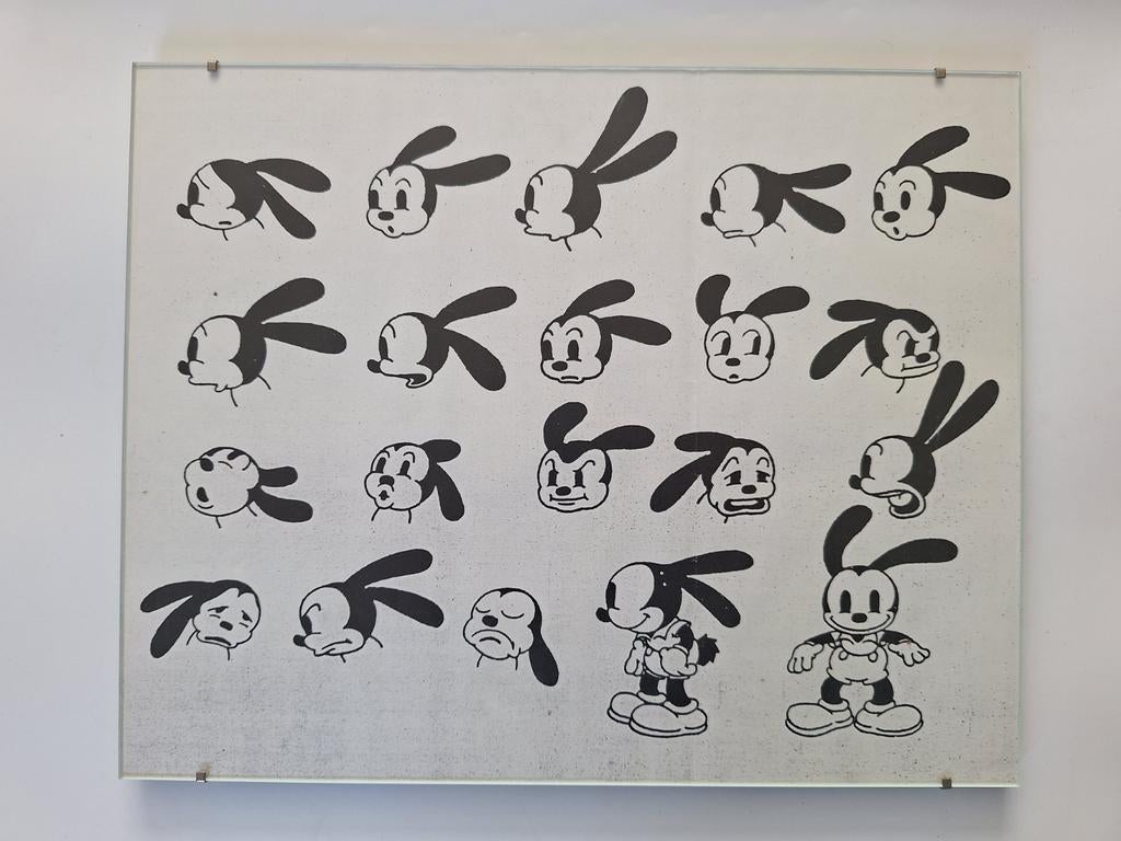 Ingelijste prent van Oswald the lucky Rabbit van Disney., Ophalen of Verzenden