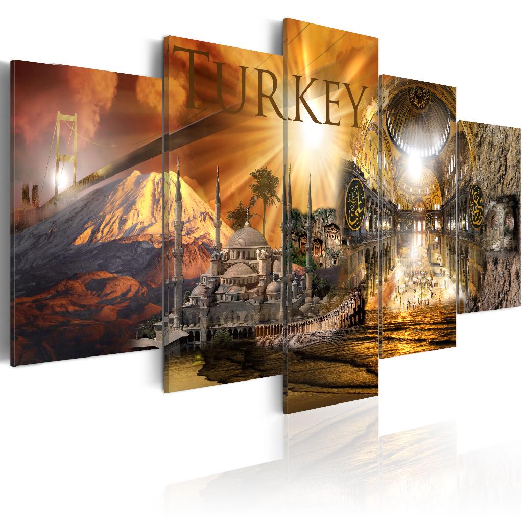 317 Turkije XXL 5 Luik Canvas Schilderij 200x100cm Nieuw, Nieuw, 125 cm of meer, Ophalen of Verzenden, Schilderij
