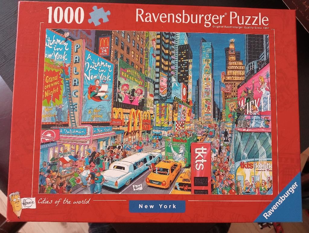 Puzzel New York getekend, Ophalen of Verzenden, 500 t/m 1500 stukjes, Zo goed als nieuw, Legpuzzel