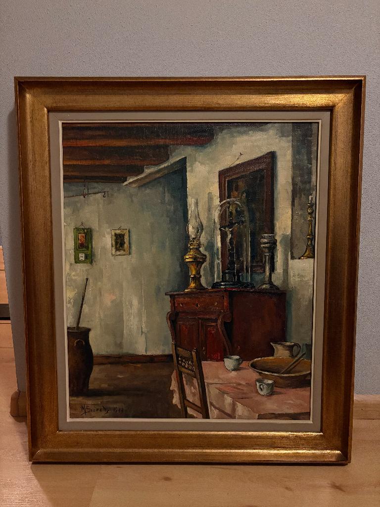 Nostalgisch schilderij stoer sober landelijk, 50 tot 75 cm, Ophalen of Verzenden, Zo goed als nieuw, Schilderij