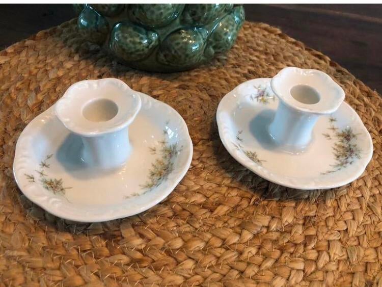 💝 Vintage ROSENTHAL MONBIJOU CATHERINE wit groen kandelaar, Ophalen of Verzenden