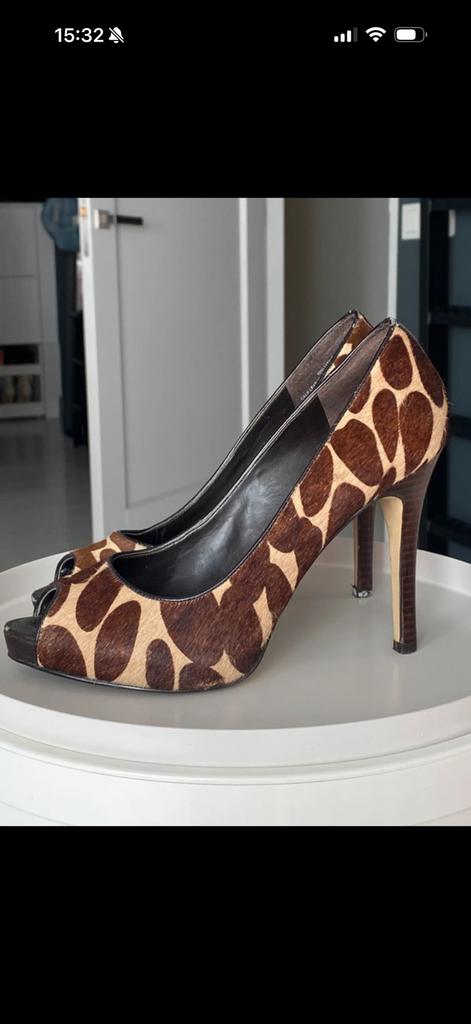 Peep toe pumps, nine west, 37, harige dierenprint., Pumps, Bruin, Ophalen of Verzenden, Gedragen