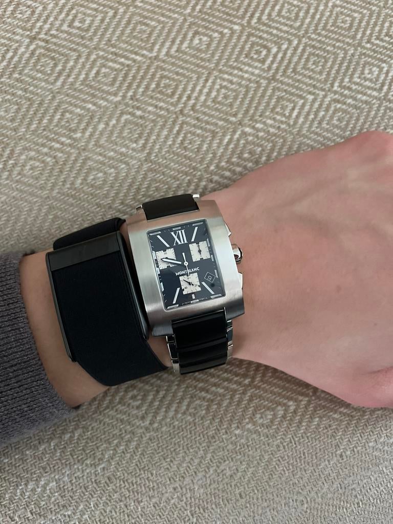 Montblanc Profile Chronograph 7049 Staal Horloge Swiss Made, Overige merken, Staal, Polshorloge, Ophalen of Verzenden