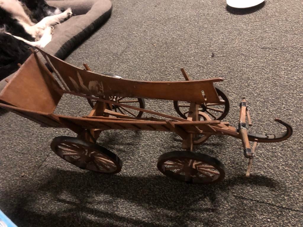 Antieke houten speelgoedwagen boerenwagen, Ophalen of Verzenden