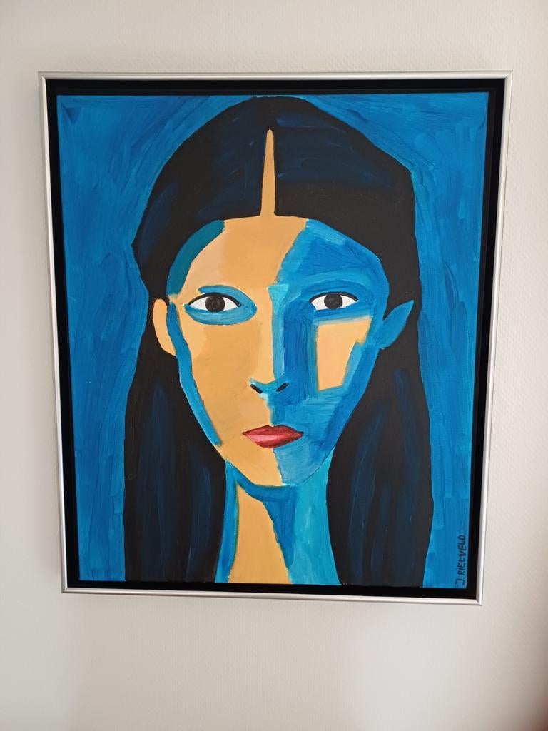 Schilderij 50x60cm acryl gesigneerd nu in lijst, Ophalen