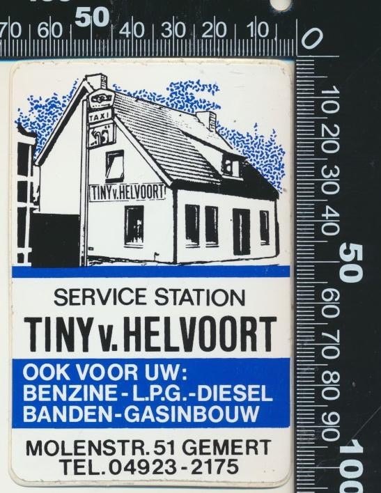 Sticker: Service Station Tiny van Helvoort - Gemert, Ophalen of Verzenden, Zo goed als nieuw, Bedrijf of Vereniging