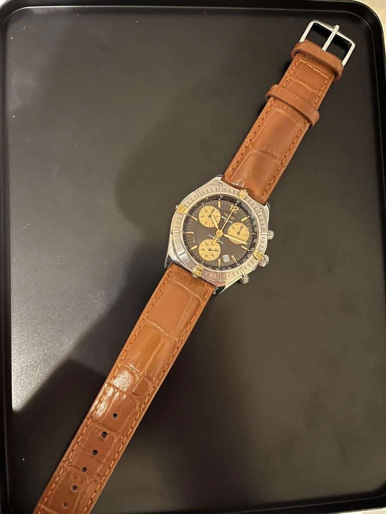Breitling + papieren en doos, Ophalen, Zo goed als nieuw, Leer, Breitling