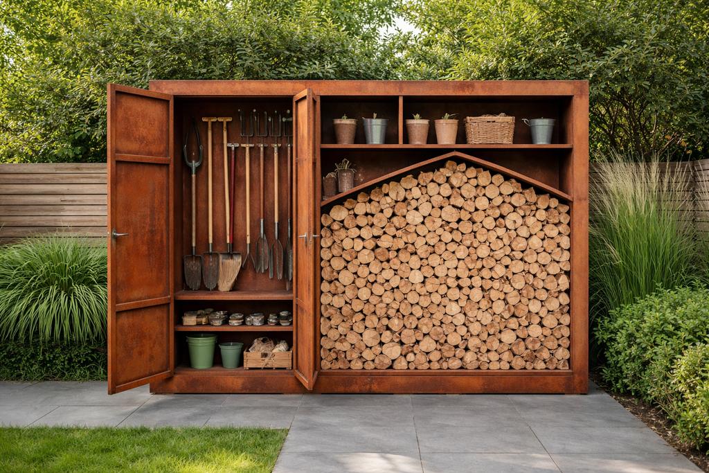 Cortenstaal tuinkast, Tuin en Terras, Bergingen en Tuinkasten, Nieuw, Overige typen, Metaal, Ophalen of Verzenden