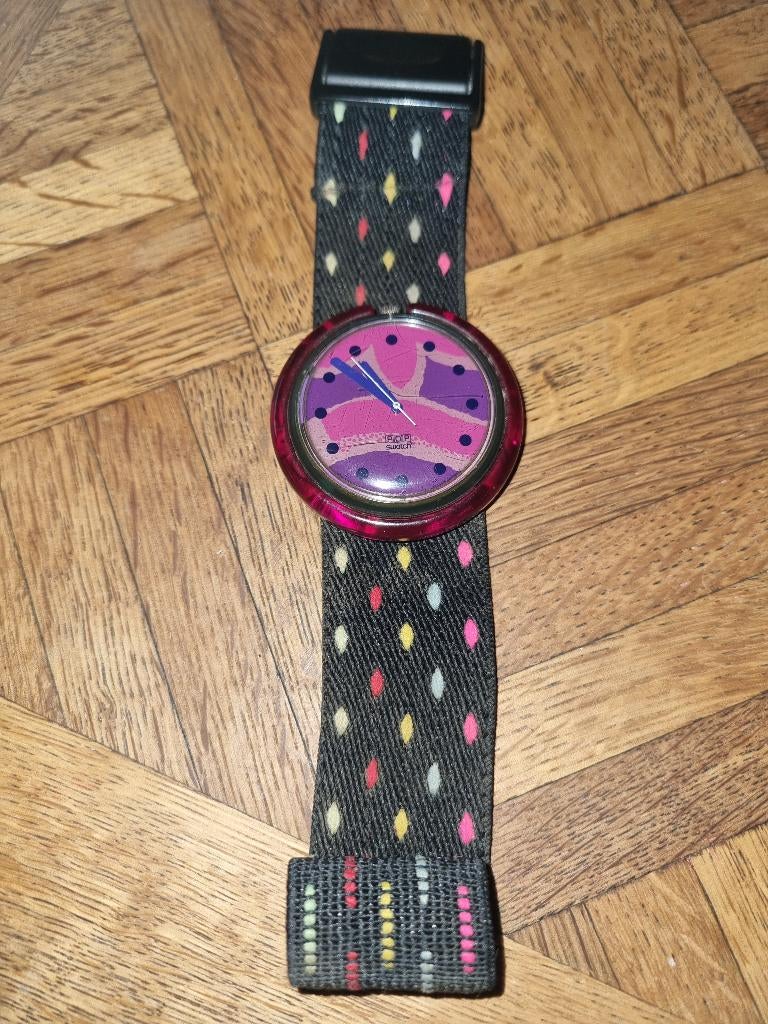 Swatch PWN108 NDEBEJE Horloge | Vintage Roze Swatch Pop, Overige merken, Overige materialen, Polshorloge, 1960 of later