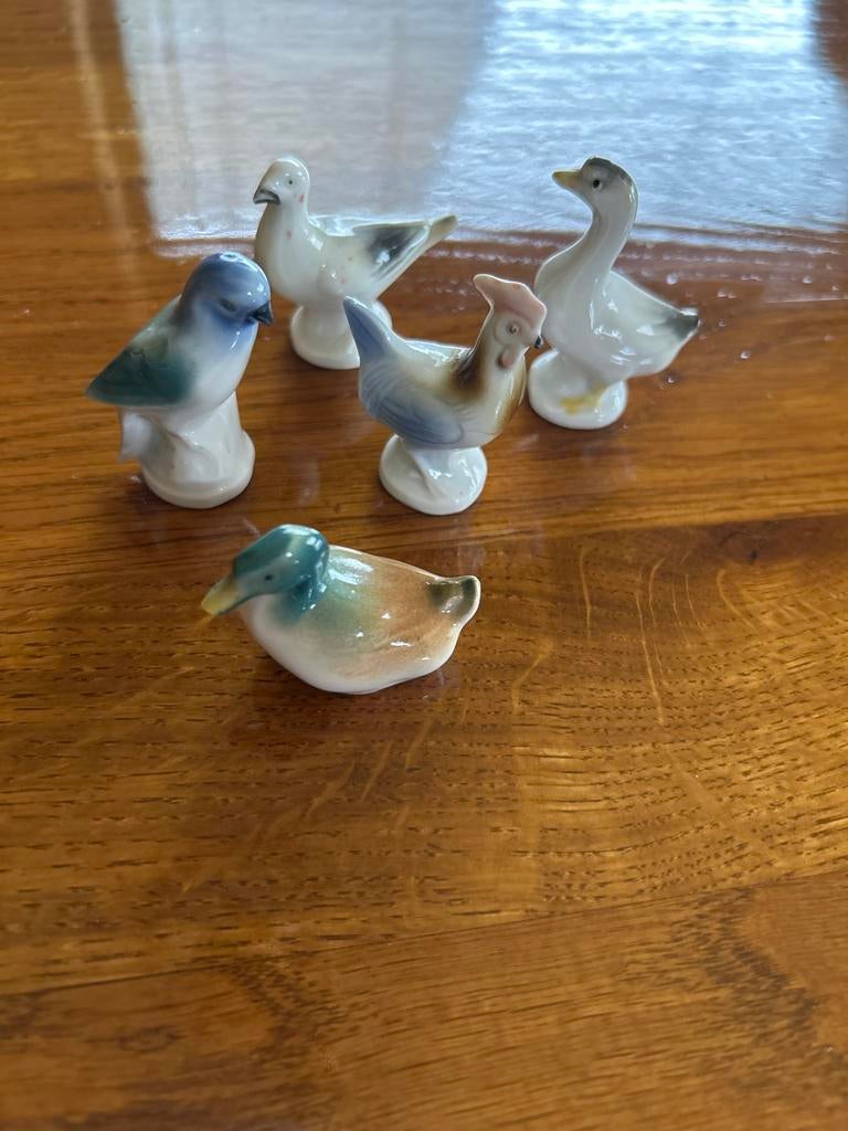 Vintage Porseleinen Beeldjes - 5 stuks foreign, Ophalen of Verzenden, Gebruikt, Dier