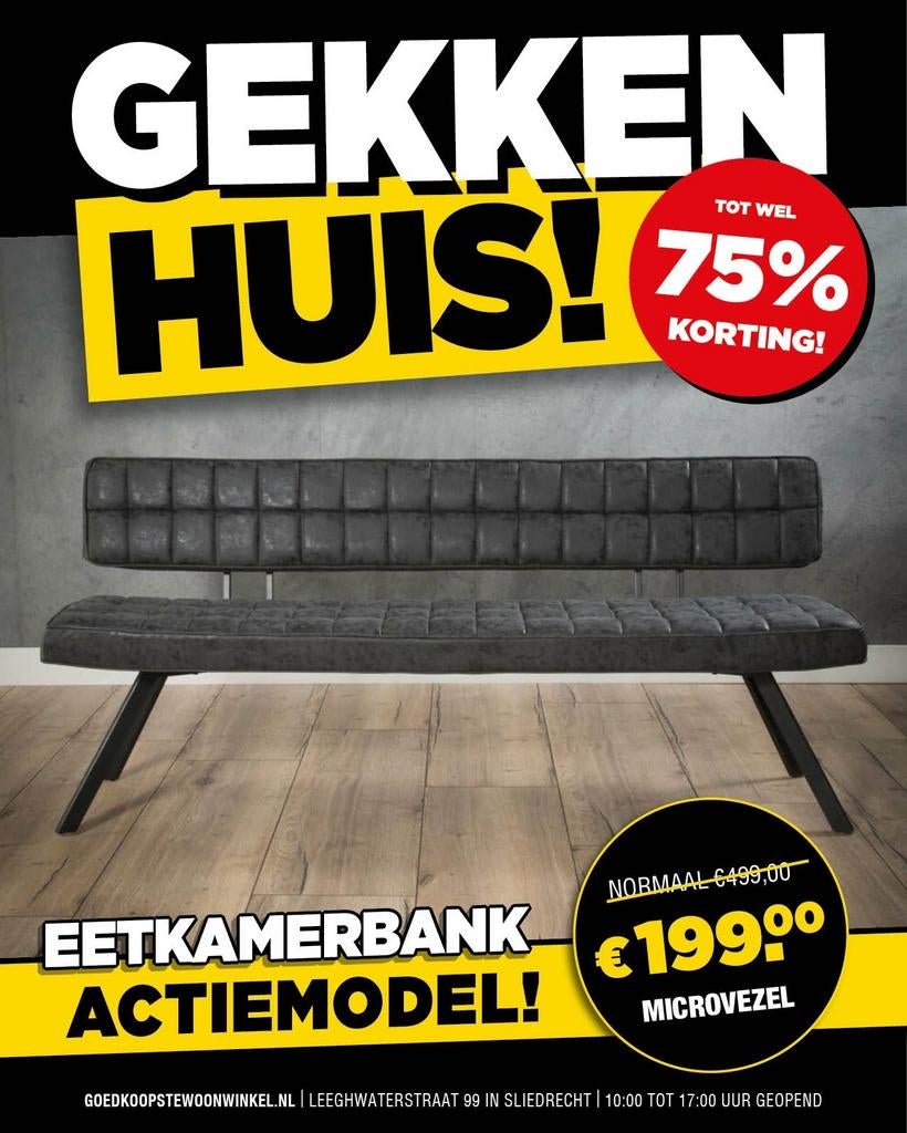 Eetkamerbank Actiemodel - Van €599 voor €199!, Huis en Inrichting, Stoelen, Ophalen of Verzenden