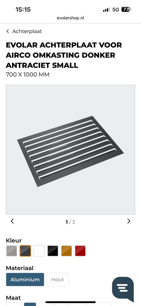 Evolar backcover antraciet 700x1000, Witgoed en Apparatuur, Airco's, Ophalen, Minder dan 60 m³, 3 snelheden of meer, Zo goed als nieuw