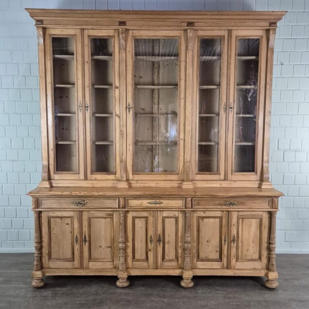 25362 Vitrine Boekenkast 2,52 m Mahonie, Huis en Inrichting, Kasten | Boekenkasten, Ophalen, Met deur(en), 200 cm of meer, Zo goed als nieuw