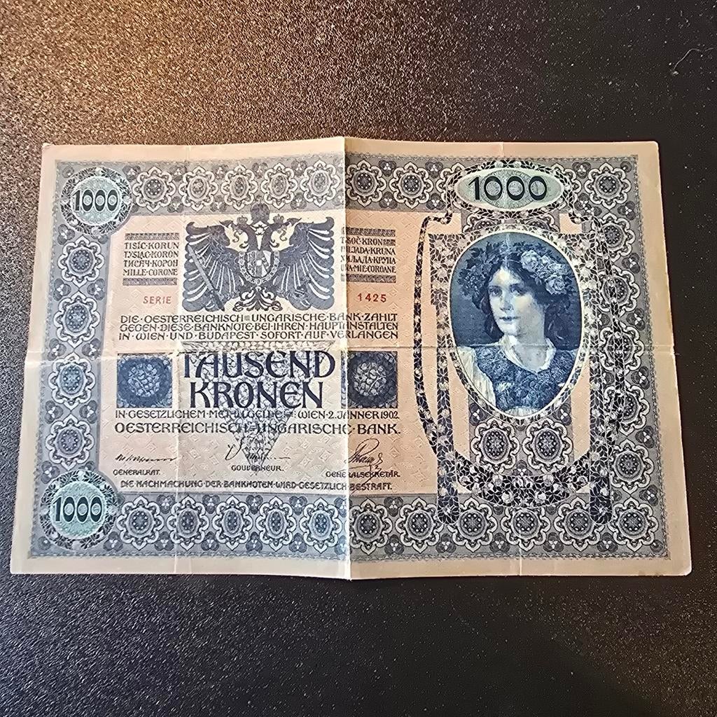 Oostenrijk-Hongarije 1000 Kronen Bankbiljet 1912, Ophalen of Verzenden, Oostenrijk, Los biljet