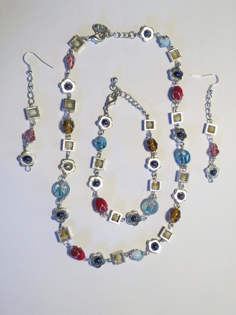 Zilver plated Ketting, oorbellen, armband  ( hand gemaakt ), Marktplaats@koningsieraden.nl, Overige materialen, Verzenden, Nieuw