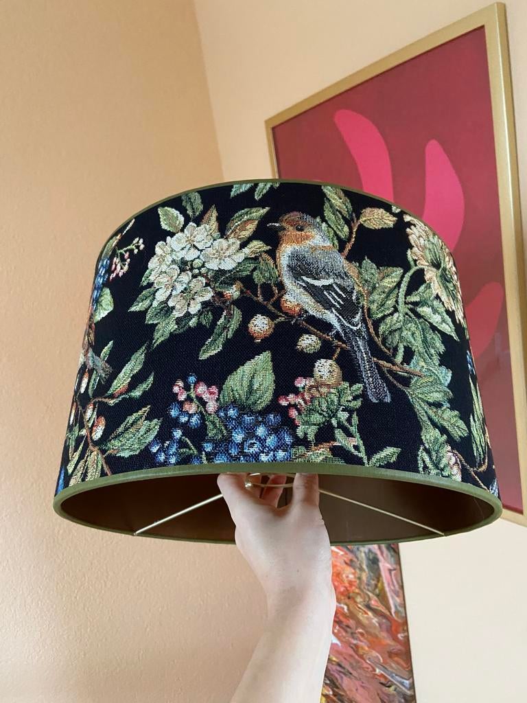 Lampenkap zwart blauw groen natuur vogels vogel, Ophalen, Blauw, Rond, Zo goed als nieuw