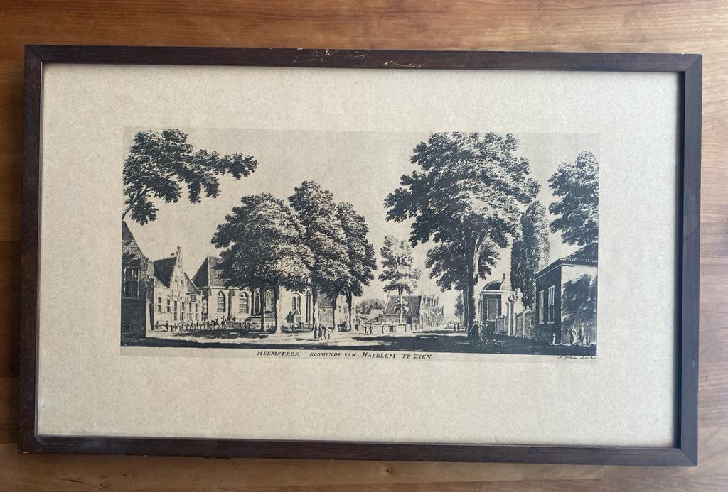 Oude prent “ Heemstede komende van Haarlem “, Antiek en Kunst, Kunst | Etsen en Gravures, Ophalen