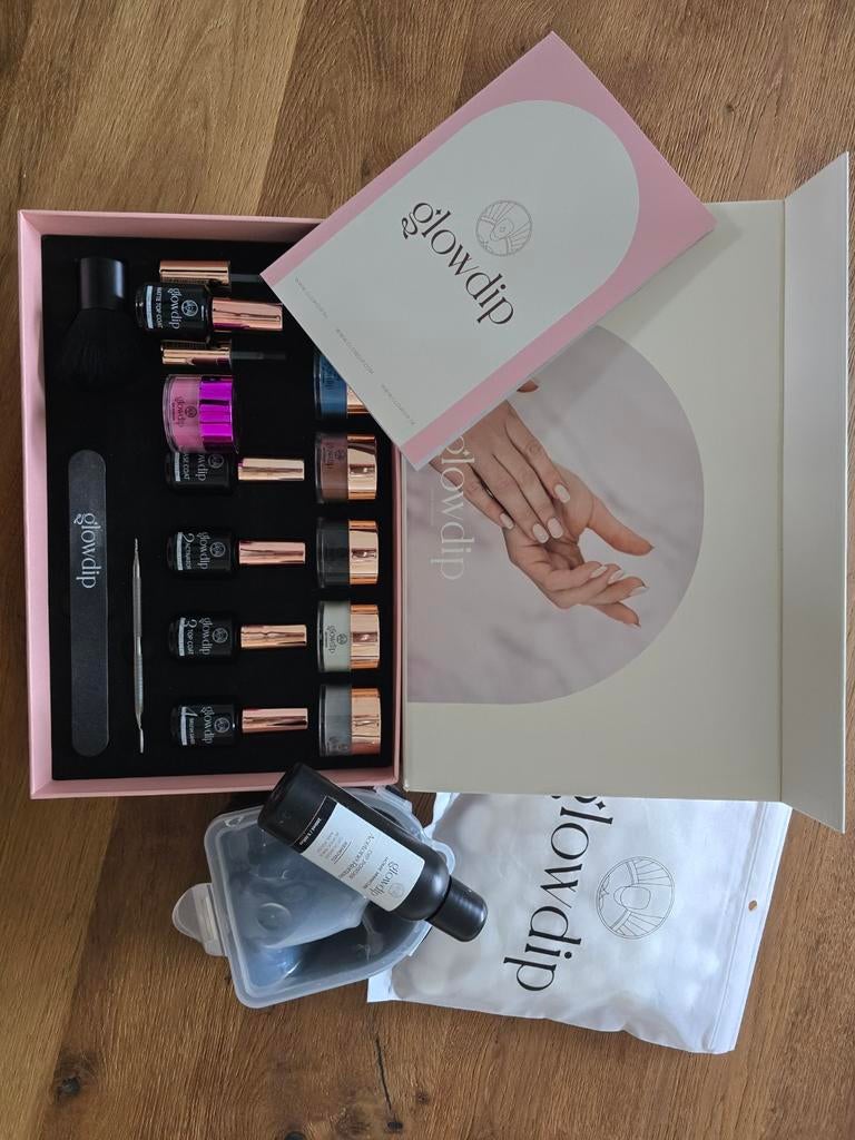 Glowdip Dipping Powder Starterspakket - 3x gebruikt, Overige kleuren, Nieuw, Ophalen of Verzenden, Handen en Nagels