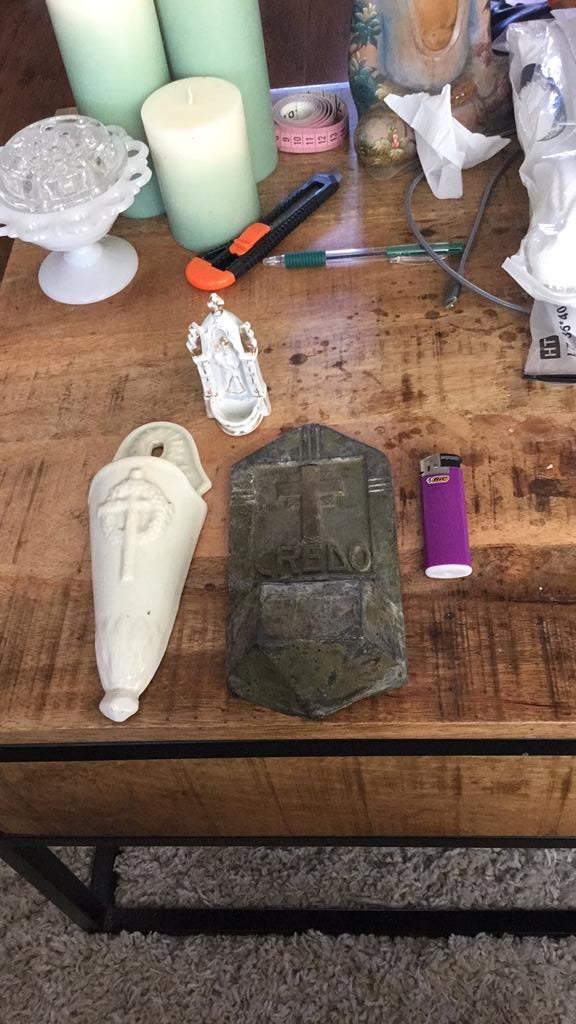 3 oude wijwaterbakjes, Antiek en Kunst, Antiek | Religie, Ophalen
