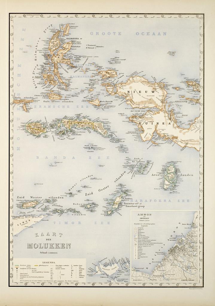 Grote landkaart van de Molukken! 70x100 cm posterformaat, Ophalen of Verzenden, 1800 tot 2000, Landkaart