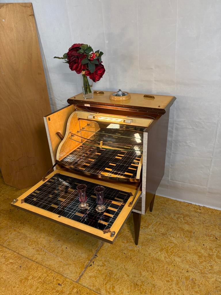 Gratis bezorging!Mid century Cocktailkast retro teak 1950, Ophalen of Verzenden, Huis en Inrichting