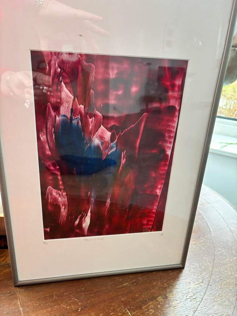 Abstract schilderij 'Bleu en Red' van H. Penninkhof, Ophalen of Verzenden