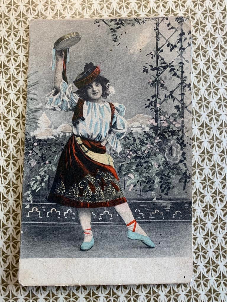 1908 Danseres met tamboerijn (FR), Ophalen of Verzenden, Voor 1920, Gelopen, Overige thema's