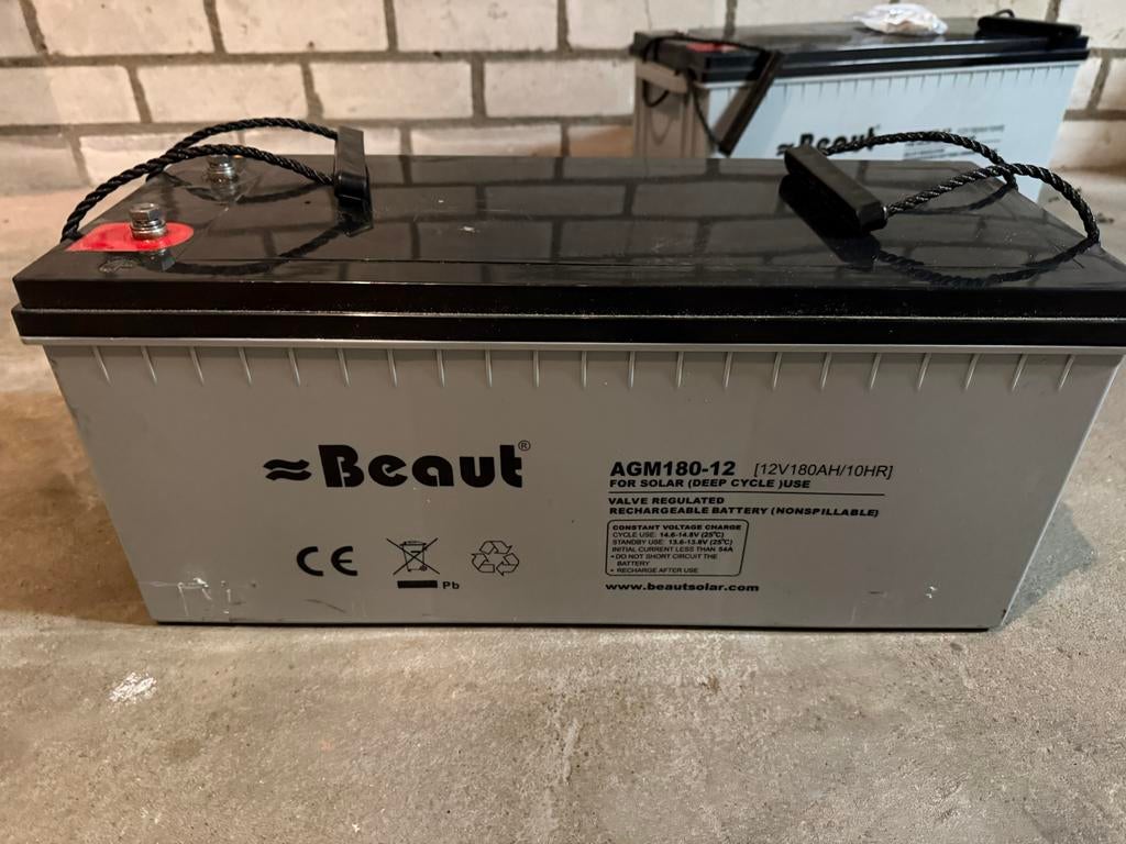 Twee Beaut AGM accu's 180Ah, 12V, Ophalen, Gebruikt, Overige automerken