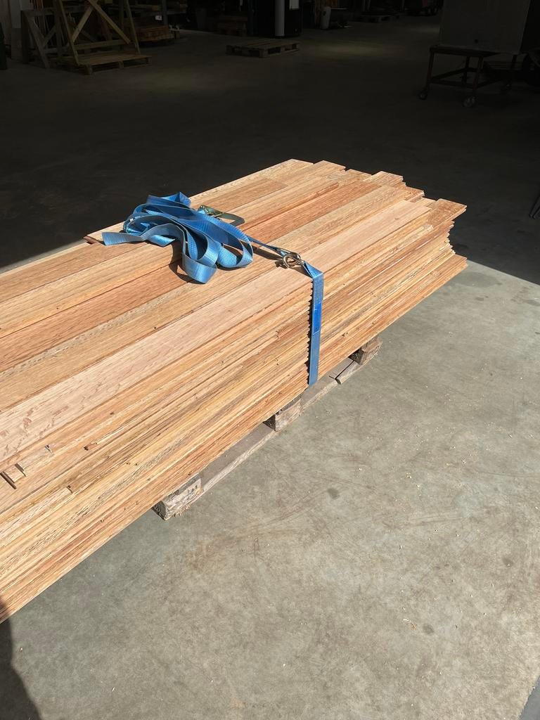 Massief eiken houten vloer (25 mm dik), Ophalen, Vloerdelen of -planken, Zo goed als nieuw, 10 m² of meer