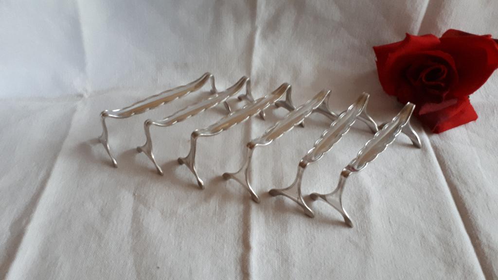 Wellner verzilverd 90 | 6 Jugendstil messenleggers, Antiek en Kunst, Antiek | Bestek, Verzenden