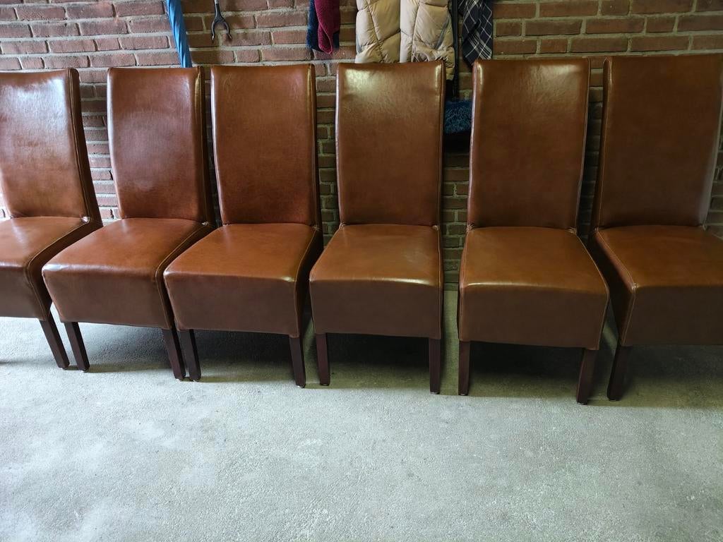 6 LEREN STOELEN Z.G.A.N, Antiek en Kunst, Ophalen