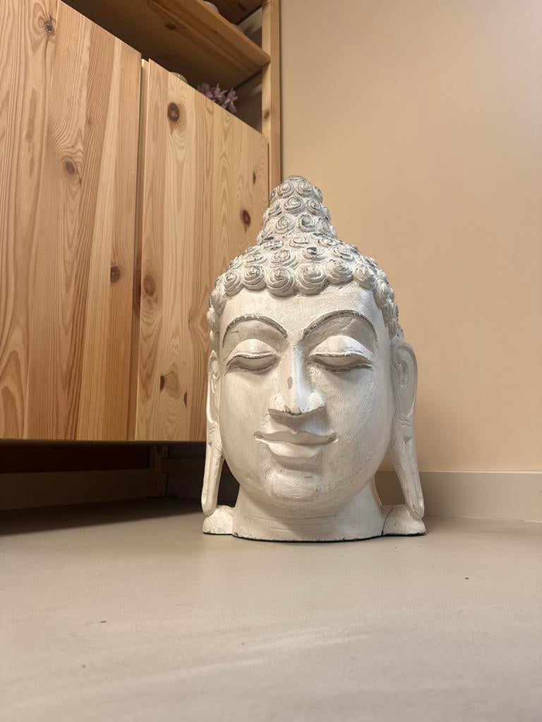 Vintage Bijenkorf Boeddha hoofd van massief hout, Ophalen, Zo goed als nieuw