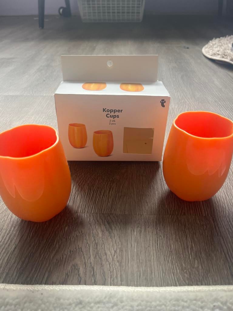 Nieuwe Kopper Cups - 2 stuks, oranje, Ophalen of Verzenden, Nieuw