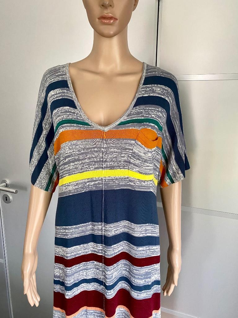 J333 Didi maat M=38/40 lange fijn-gebreide jurk maxi oranje, Maat 38/40 (M), Ophalen of Verzenden, Zo goed als nieuw, Onder de knie