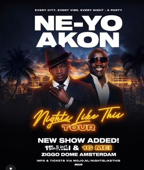 Neyo & Akon 16 mei 2 x zitplaatsen vak 111 rij 9, Twee personen, Mei