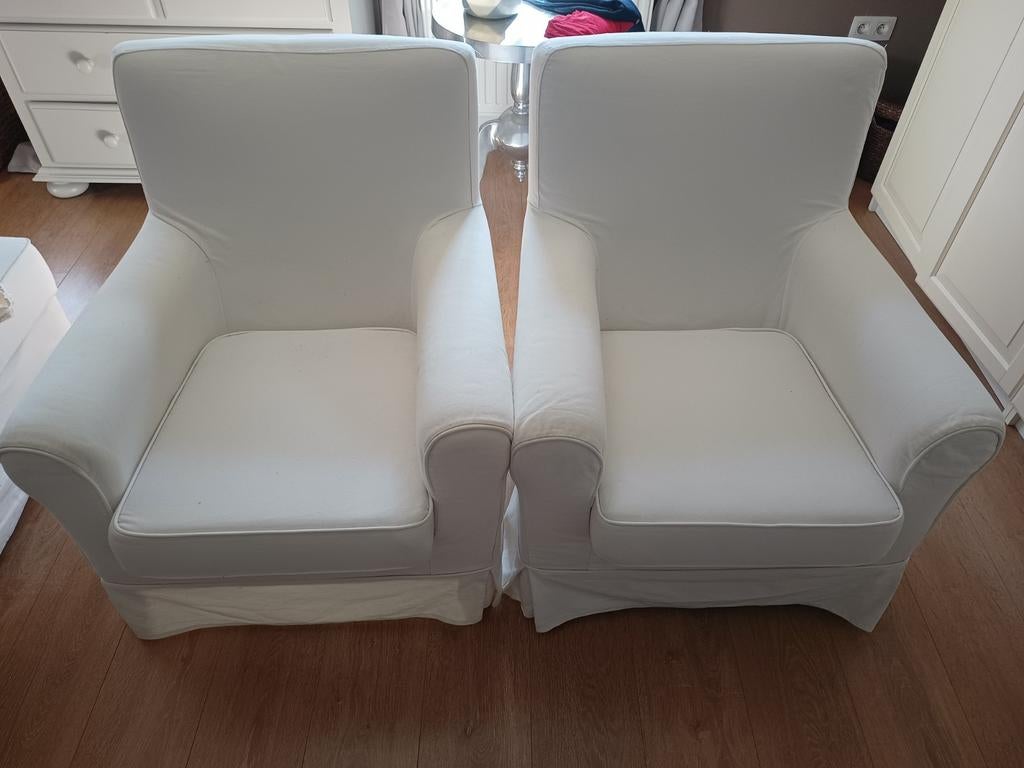 2 witte fauteuils Jennylund Ikea, Ophalen, 75 tot 100 cm, Stof, 50 tot 75 cm