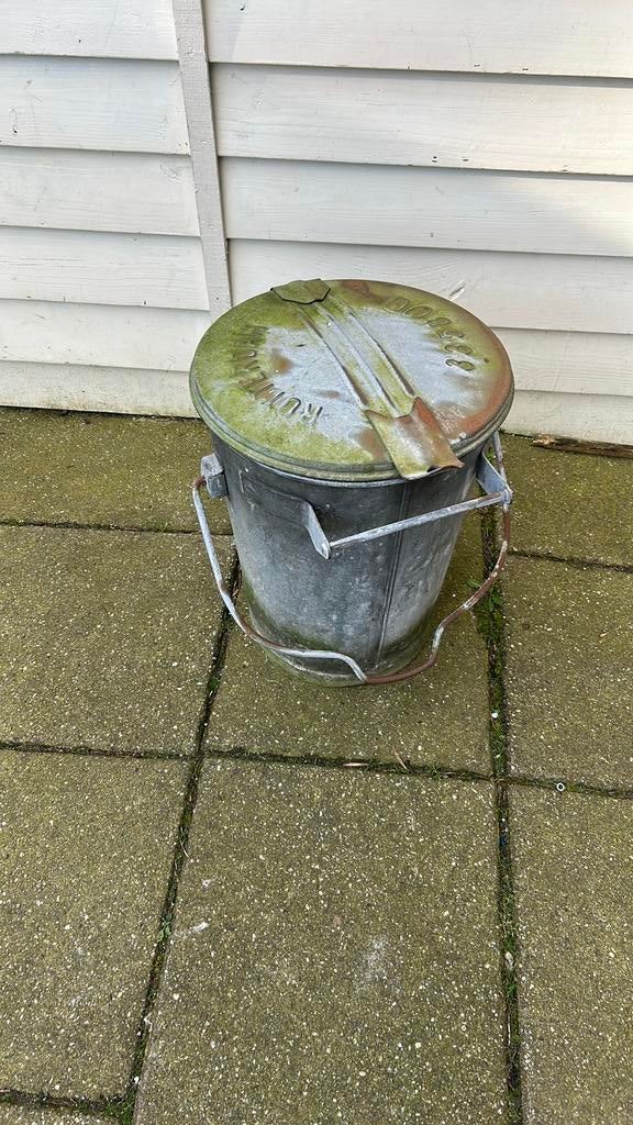 Vuilnisbak vintage zink, Huis en Inrichting, Woonaccessoires | Prullenbakken, Ophalen, Zo goed als nieuw, Minder dan 50 cm