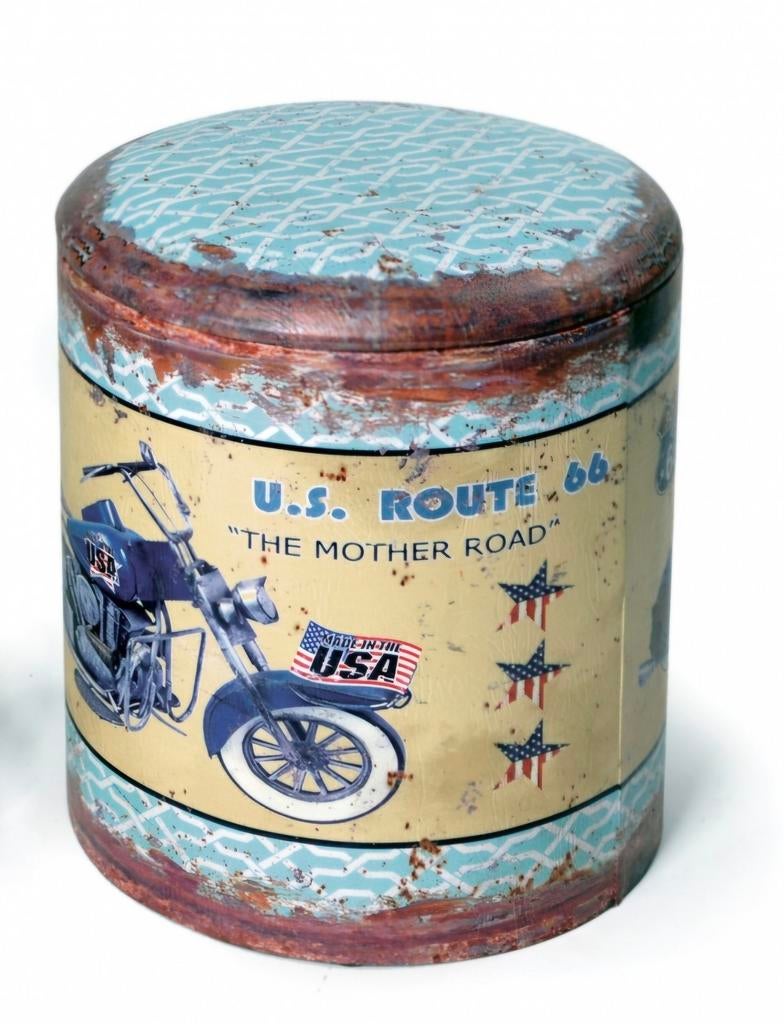 Route 66 poef / bijzet krukje NIEUW, Ophalen of Verzenden, Nieuw